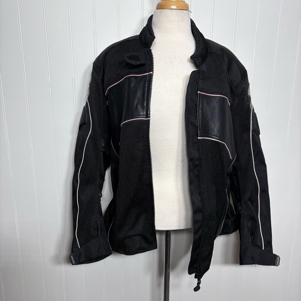 Texport Armored Motorcycle  Black Mesh Leather‎ Riding Jacket XL Street Moto